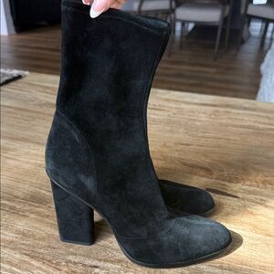 Alexander Wang Black Suede Block Heel Ankle Boots - Women's